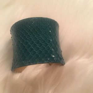 Turquoise snake skin cuff by Rustic Cuff